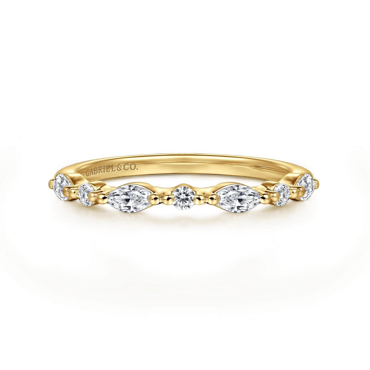 14K Yellow Gold Round Diamond Wedding Band - 0.3 ct - Shot 1