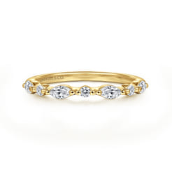 14K Yellow Gold Round Diamond Wedding Band