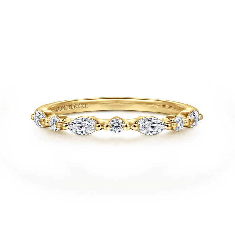 14K Yellow Gold Round Diamond Wedding Band - 0.3 ct - Shot 1