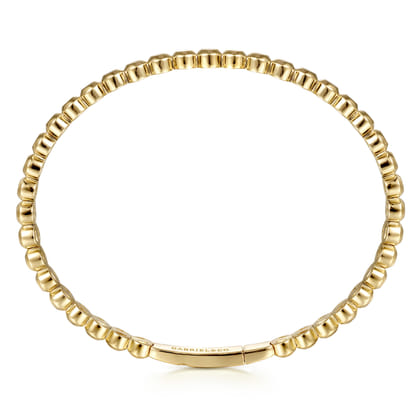 14K Yellow Gold Round Disk Pattern Closed Bangle Bracelet