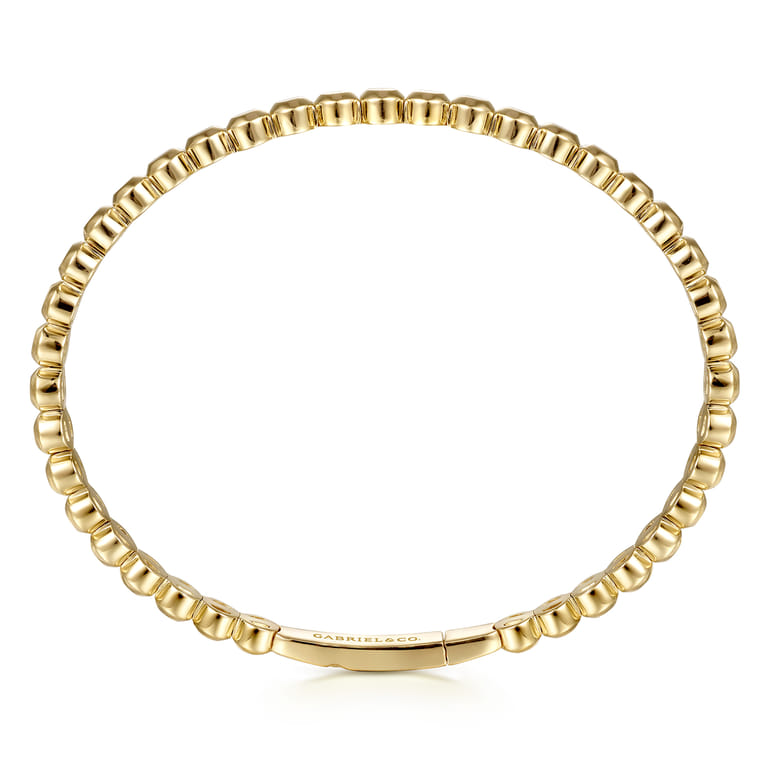 14K Yellow Gold Round Disk Pattern Closed Bangle Bracelet - Shot 3