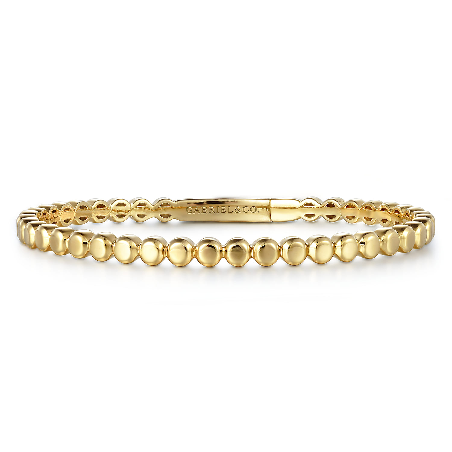 14K Yellow Gold Round Disk Pattern Cuff Bracelet - Shot 1