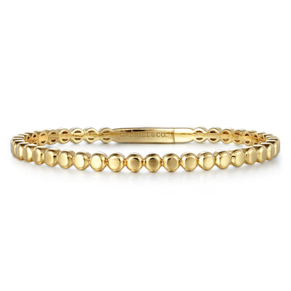 14K Yellow Gold Round Disk Pattern Cuff Bracelet