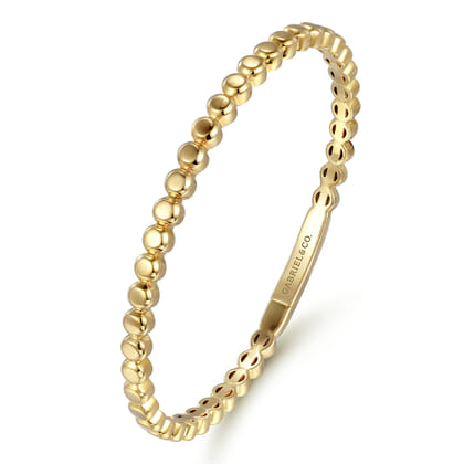 14K Yellow Gold Round Disk Pattern Cuff Bracelet