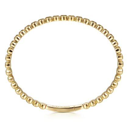 14K Yellow Gold Round Disk Pattern Cuff Bracelet