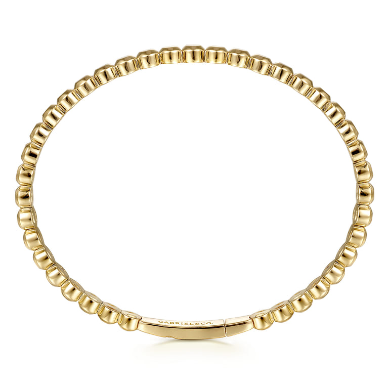 14K Yellow Gold Round Disk Pattern Cuff Bracelet - Shot 3