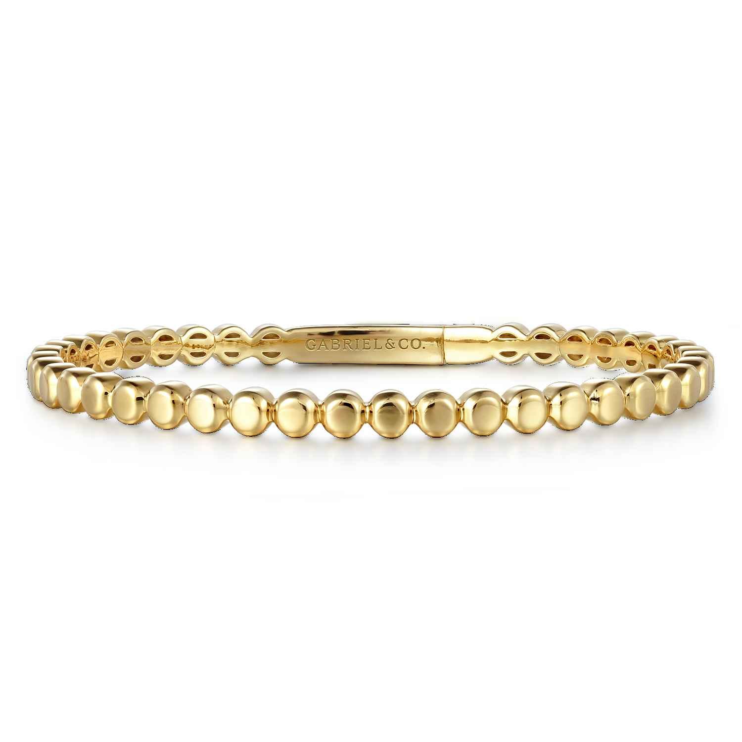 14K Yellow Gold Round Disk Pattern Cuff Bracelet - Shot 1