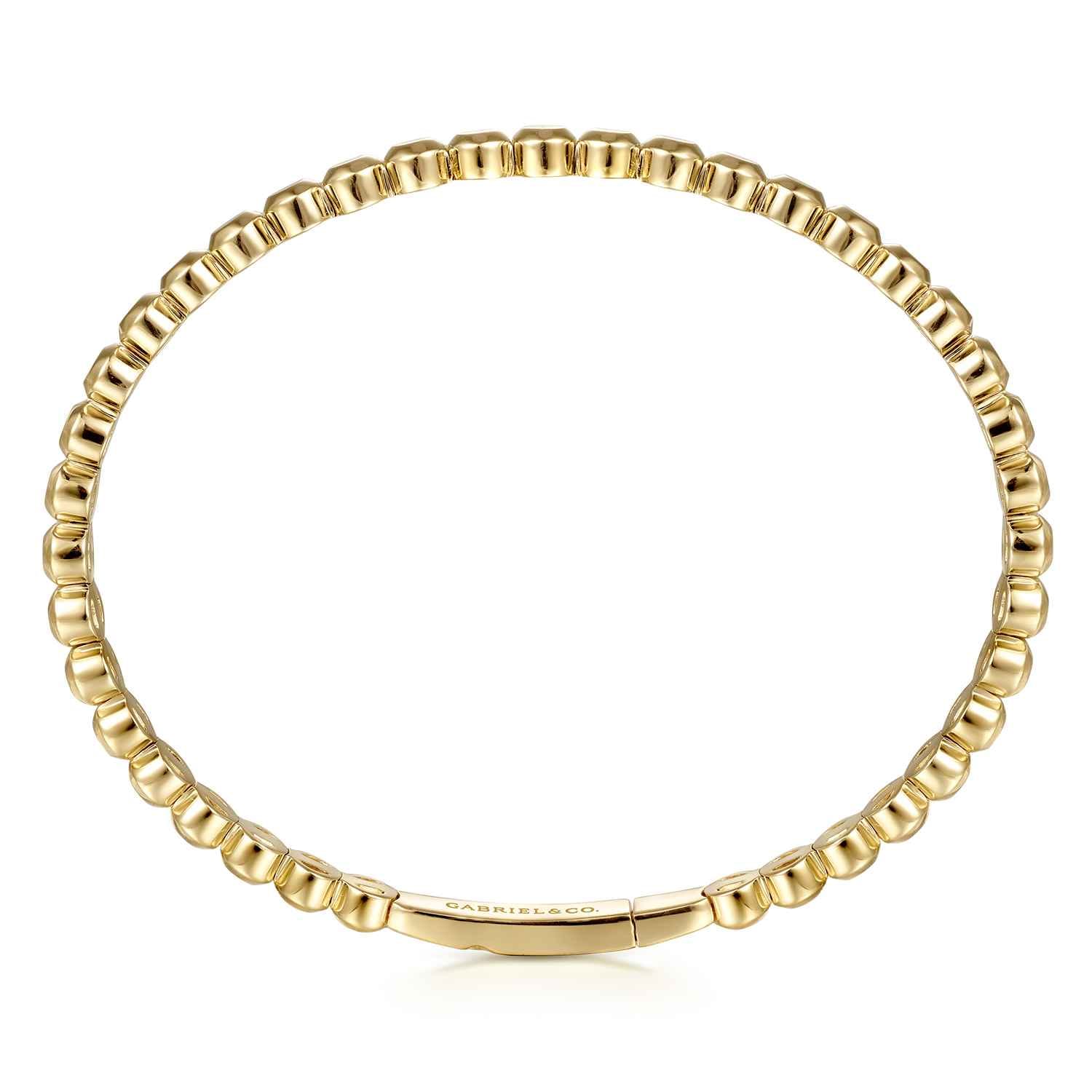 14K Yellow Gold Round Disk Pattern Cuff Bracelet - Shot 3