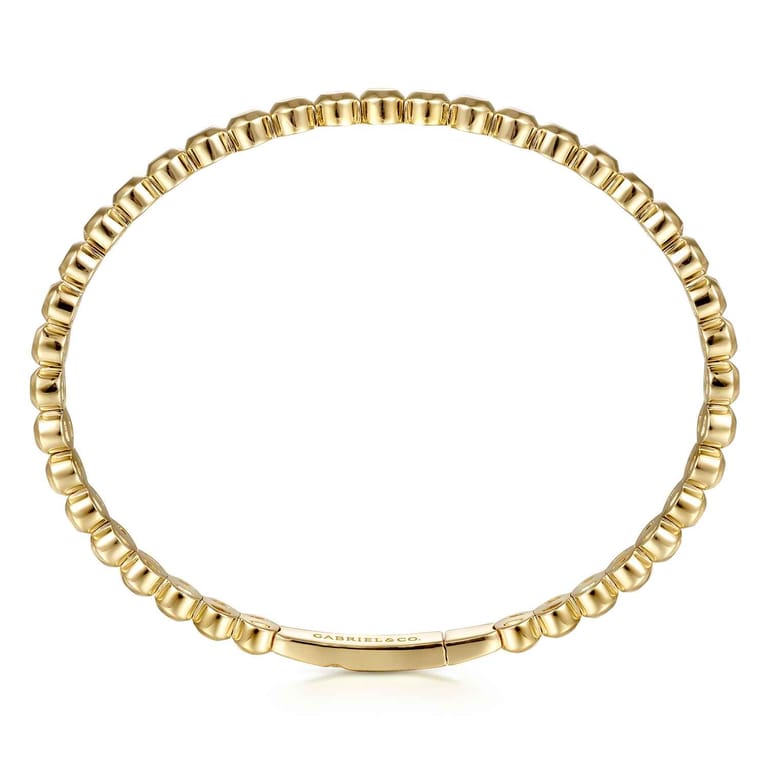 14K Yellow Gold Round Disk Pattern Cuff Bracelet - Shot 3