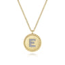 14K Yellow Gold Round E Initial Pendant Necklace with Diamonds - 0.05 ct