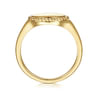 14K Yellow Gold Round Engravable Signet Ring with Twisted Rope Frame