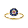 14K Yellow Gold Round Evil Eye Diamond Sapphire and Ruby Ring - 0.04 ct