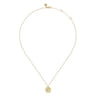 14K Yellow Gold Round F Initial Pendant Necklace with Diamonds - 0.04 ct