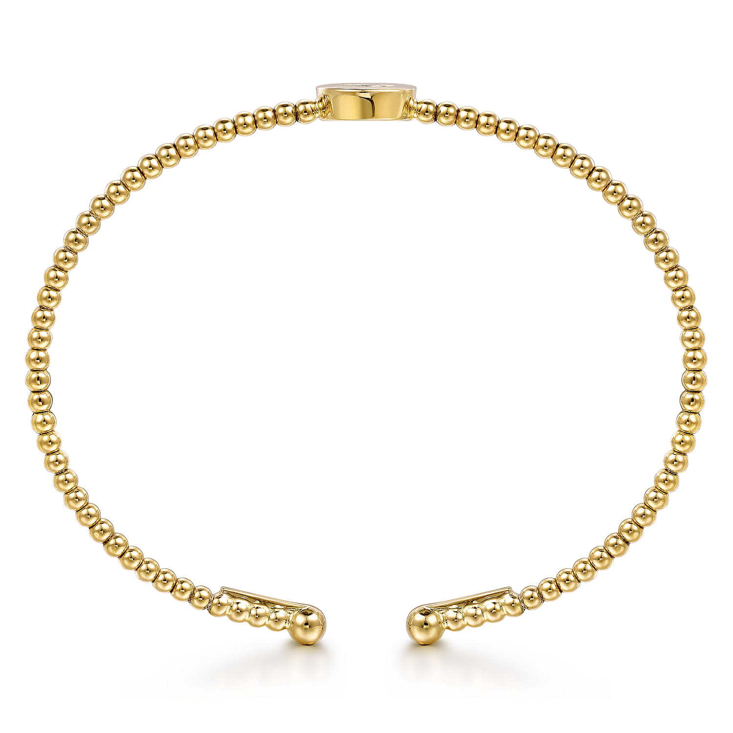 14K Yellow Gold Round G Initial Diamond Bujukan Cuff Bracelet - 0.05 ct - Shot 3