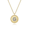 14K Yellow Gold Round G Initial Pendant Necklace with Diamonds - 0.05 ct