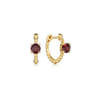 14K Yellow Gold Round Garnet Bujukan Huggies