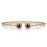 14K Yellow Gold Round Garnet and Diamond Halo Bujukan Bangle - 0.16 ct