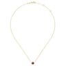 14K Yellow Gold Round Garnet and Diamond Halo Pendant Necklace - 0.07 ct