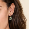 14K Yellow Gold Round Green Amethyst Earrings With Flower Pattern J-Back