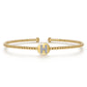 14K Yellow Gold Round H Initial Diamond Bujukan Cuff Bracelet - 0.05 ct