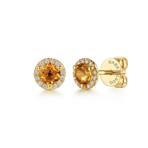 Handmade Square Cut Golden Citrine Gemstone Silver Stud Hook Earrings - Lab Created, Silver Plated