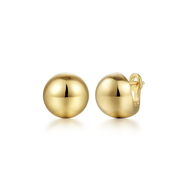 14K Yellow Gold Round Huggie Earrings - Shot 1