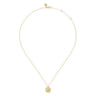 14K Yellow Gold Round I Initial Pendant Necklace with Diamonds - 0.03 ct