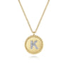 14K Yellow Gold Round K Initial Pendant Necklace with Diamonds - 0.05 ct