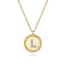14K Yellow Gold Round L Initial Pendant Necklace with Diamonds - 0.03 ct