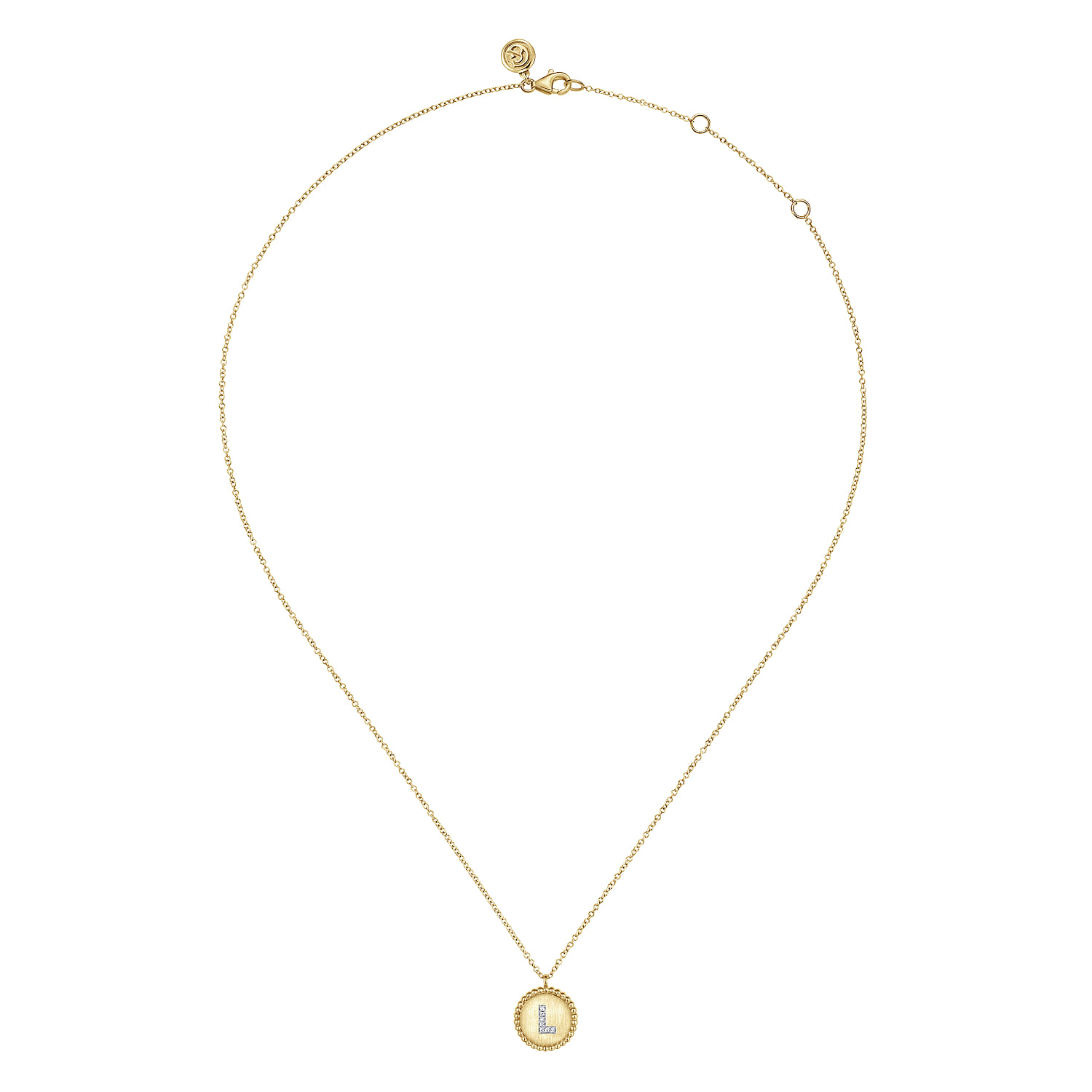 14K Yellow Gold Round L Initial Pendant Necklace with Diamonds - 0.03 ct - Shot 2