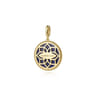 14K Yellow Gold Round Lapis Inlay Medallion Pendant in size 24mm With Detachable Bail