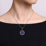 14K Yellow Gold Round Lapis Inlay Pendant With Detachable Bail