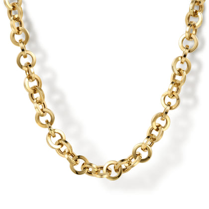14K Yellow Gold Round Link Chain Necklace
