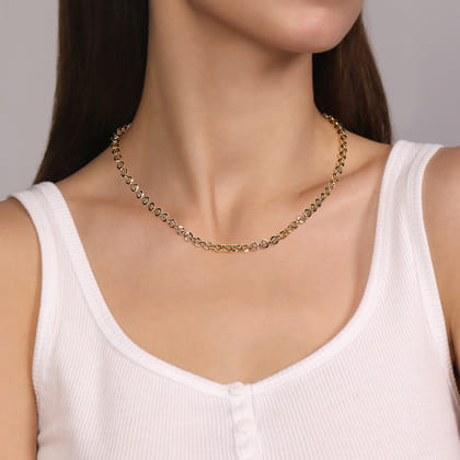 14K Yellow Gold Round Link Chain Necklace