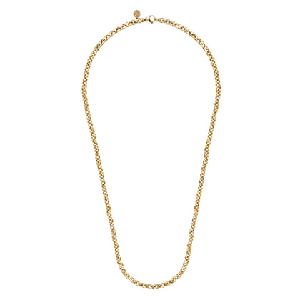 14K Yellow Gold Round Link Chain Necklace