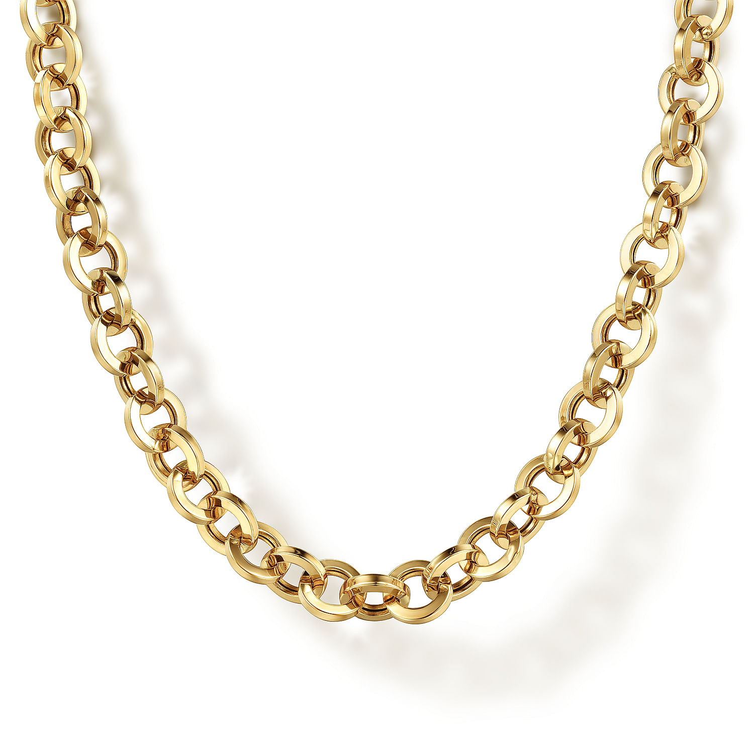 14K Yellow Gold Round Link Chain Necklace @ $2950. Shop