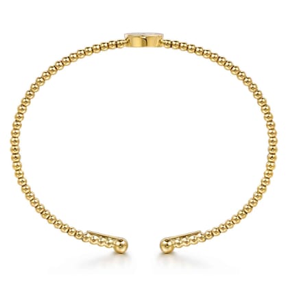 14K Yellow Gold Round M Initial Diamond Bujukan Cuff Bracelet