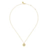 14K Yellow Gold Round M Initial Pendant Necklace with Diamonds - 0.07 ct