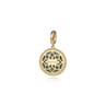 14K Yellow Gold Round Malachite Inlay Pendant With Detachable Bail