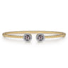14K Yellow Gold Round Manmade Alexandrite and Diamond Halo Bujukan Bangle - 0.16 ct