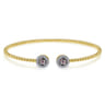 14K Yellow Gold Round Manmade Alexandrite and Diamond Halo Bujukan Bangle - 0.16 ct