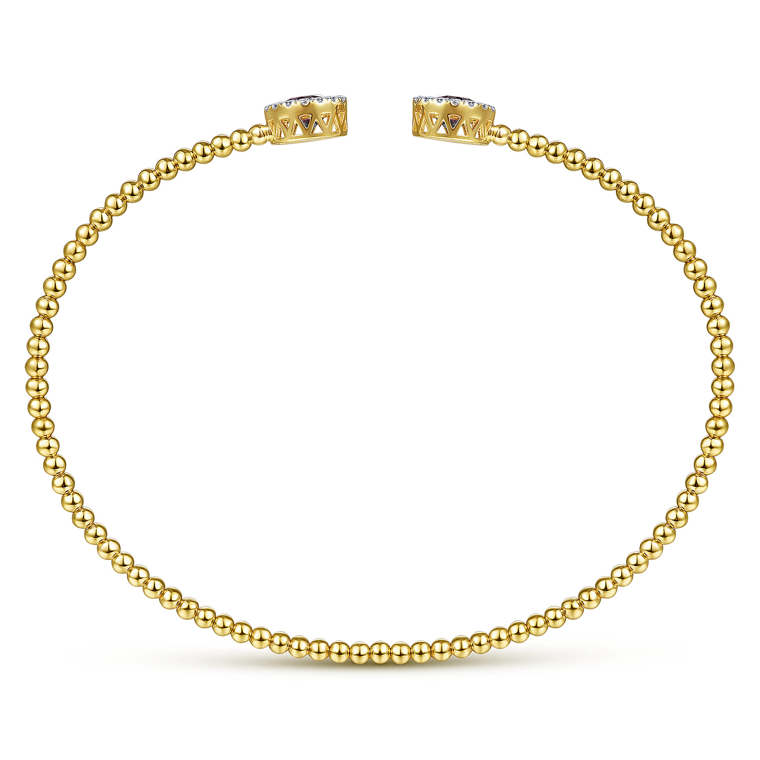 14K Yellow Gold Round Manmade Alexandrite and Diamond Halo Bujukan Bangle - 0.16 ct - Shot 3