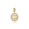 14K Yellow Gold Round Mother of Pearl Inlay Pendant With Detachable Bail