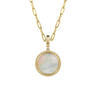 14K Yellow Gold Round Mother of Pearl Inlay Pendant With Detachable Bail