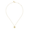 14K Yellow Gold Round N Initial Pendant Necklace with Diamonds - 0.06 ct