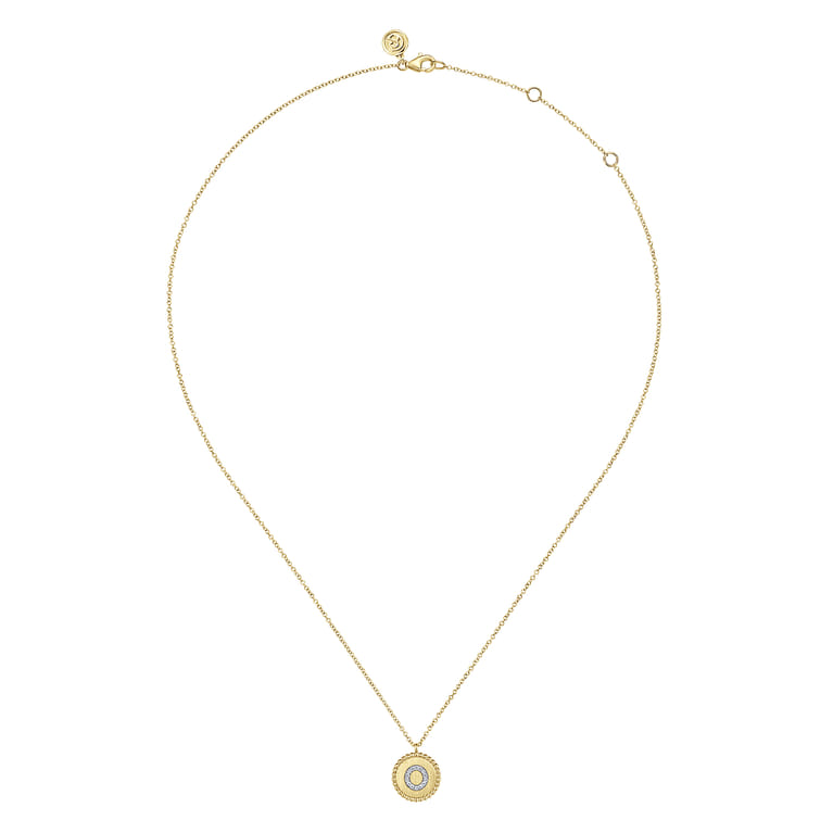 14K Yellow Gold Round O Initial Pendant Necklace with Diamonds - 0.05 ct - Shot 2