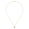 14K Yellow Gold Round Pave Diamond Floating Pendant Necklace with Wide Border - 0.3 ct