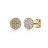 14K Yellow Gold Round Pave Diamond Stud Earrings - 0.5 ct