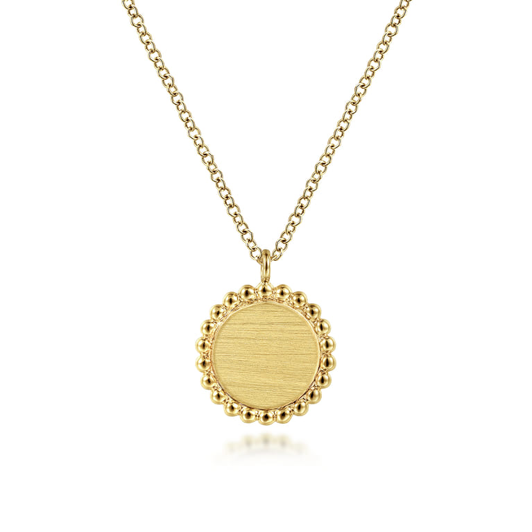 14K Yellow Gold Round Pendant Necklace with Bujukan Bead Frame - Shot 1