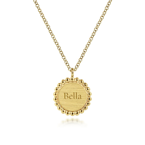 14K Yellow Gold Round Pendant Necklace with Bujukan Bead Frame - Shot 2